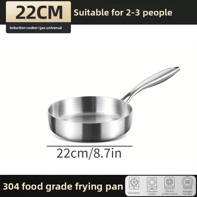 316 Stainless Steel Three-layer Frying Pan 20/22/24/26/28cm Uncoated Wok Pan Non Stick Pots Household Cooking Kitchen Cookware