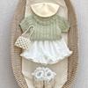 Baby Girl Summer Knit Set Short Sleeve Hollow Out Top And Shorts Breathable Casual Two Piece Outfit