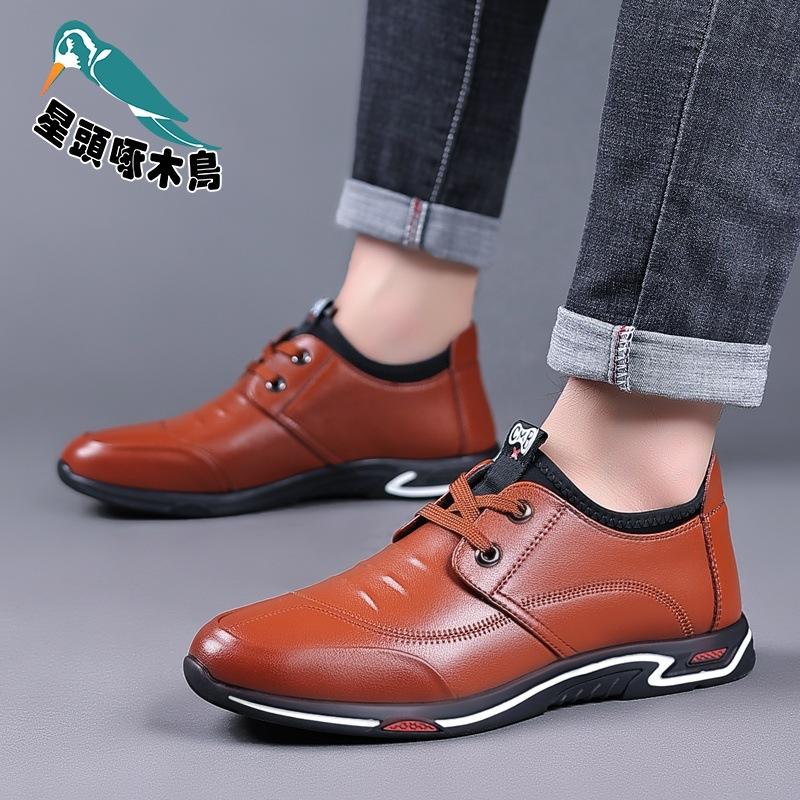 2025 New Leather Casual Shoes Straps Breathable Leather Shoes Worker Leather Shoes