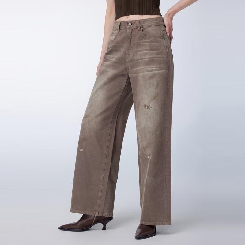 JNBY Women's 2024 Spring Washed Wide Leg Jeans