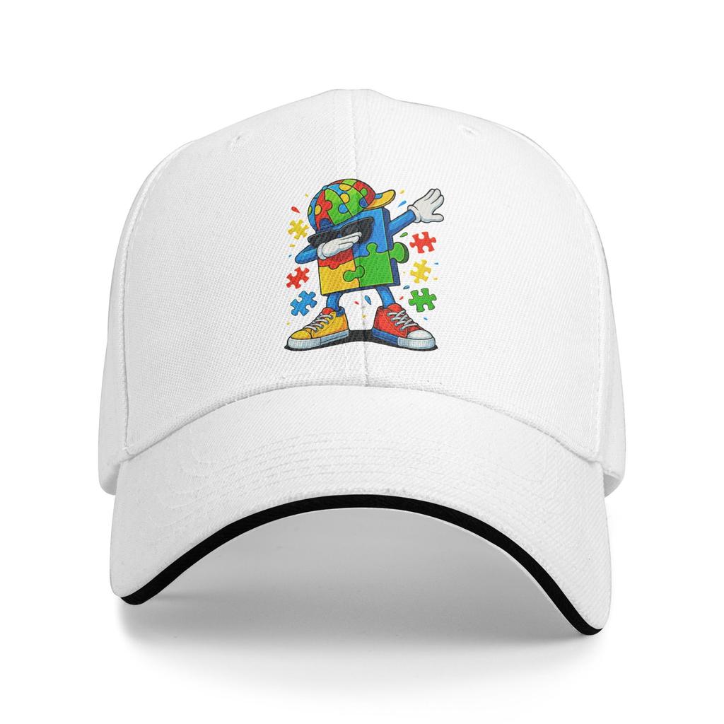 Dabbing Puzzle Autism Awareness Sun Baseball Cap Summer Y2k Cool Trucker Hat For Women Men Outdoor Gym Snapback Cap