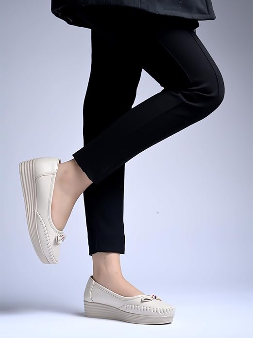 Shoetopia Womens Comfortable Loafers with Bow Design | Soft Cushion Sole | Stylish Casual Slip-On Flats for Daily Footwear