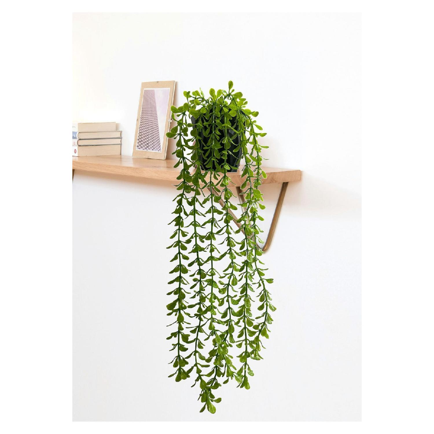 

Artificial Flower Huajia Hanging Plant In Black Diamond Pot зелений