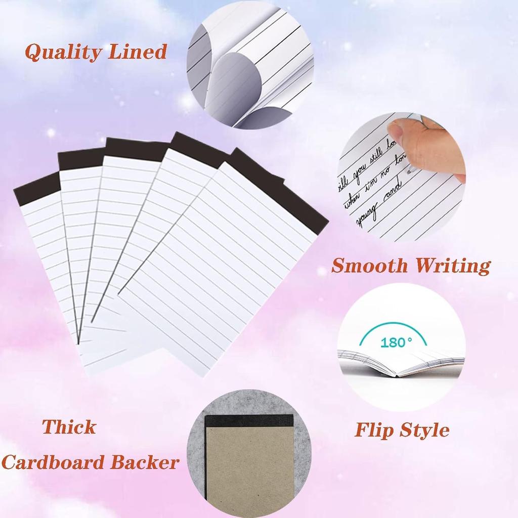 10 Pack Pocket Mini Notepads Refills,Memo Pad,3×5Inch Lined Writing Pads with 30 Sheets in Each Pad,Note Pads Refills,piration Catcher(White-10pack)