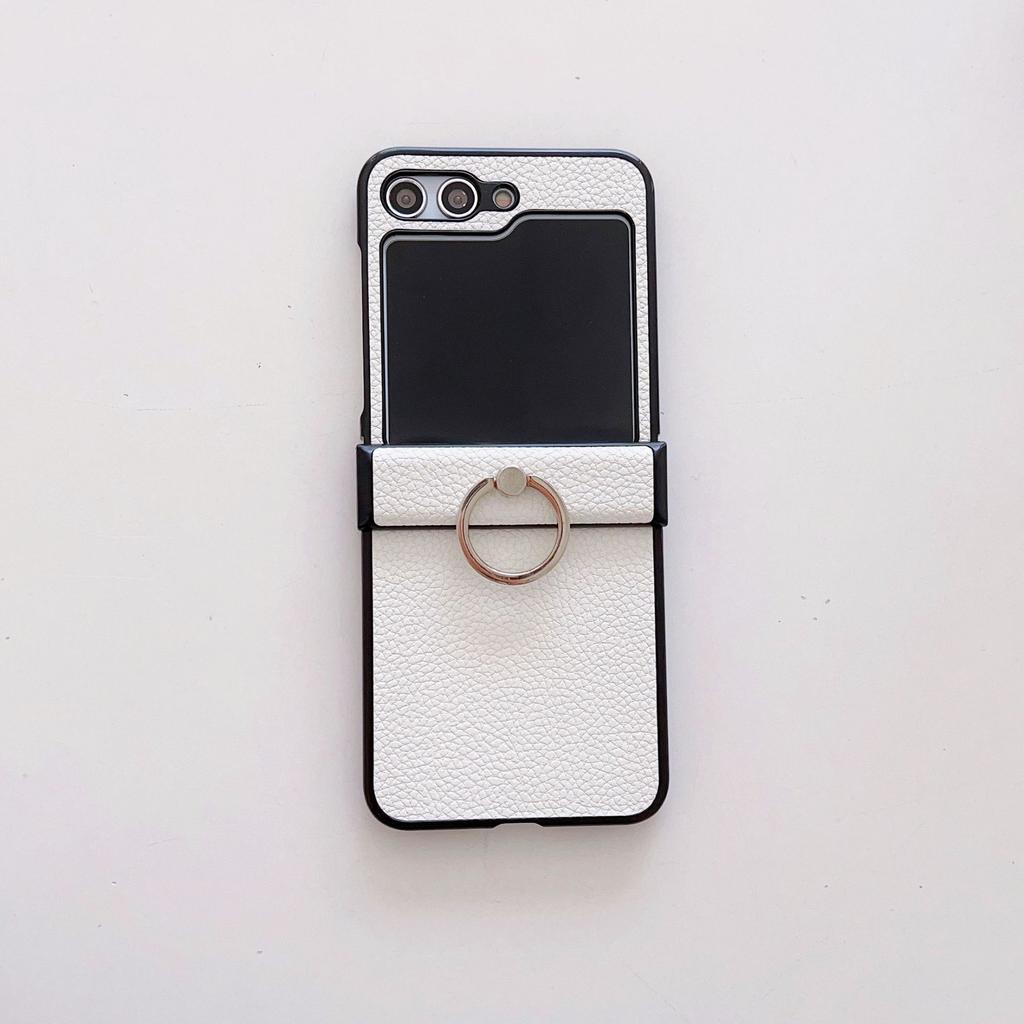 Suitable for Samsung Z Flip6 mobile phone case Z Flip5 lychee pattern ring buckle folding screen anti-drop case X Flip
