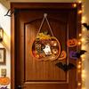Cool Patterned Ornaments Halloween Door Sign Glowing Ghost Hanging Decor Wooden LED Window Reusable Party Supplies Ornament for Party Spooky