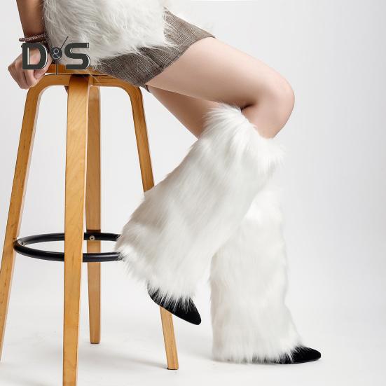 1 Paar Beinwärmer aus Kunstpelz für Frauen und Mädchen, weiche Stiefelmanschetten aus Plüsch, flauschige, pelzige Beinmanschetten für Wärme im Winter