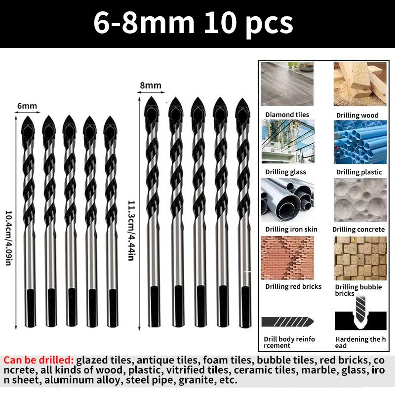 Multi-Functional Triangle Diamond Drill Bit Set – Carbide & Tungsten for Ceramic, Tile, Concrete, Brick, Wood, Glass & Metal