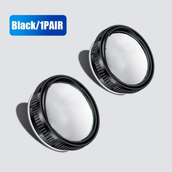 2Pcs Car Rearview Mirror 360° Rotating Blind Spot Mirror w/ Suction Cup [Black]