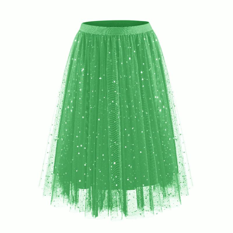 Spring Summer Single-layer Skirts Tutu Skirts Puff Skirts Star and Moon Sequin Multi-panel Tulle  Fluffy Layered Tulle Tutu Skirt