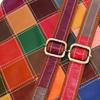 Genuine Leather Women'S Bag First Layer Cowhide Plaid Contrasting Color Retro Oily Leather Handbag Backpack