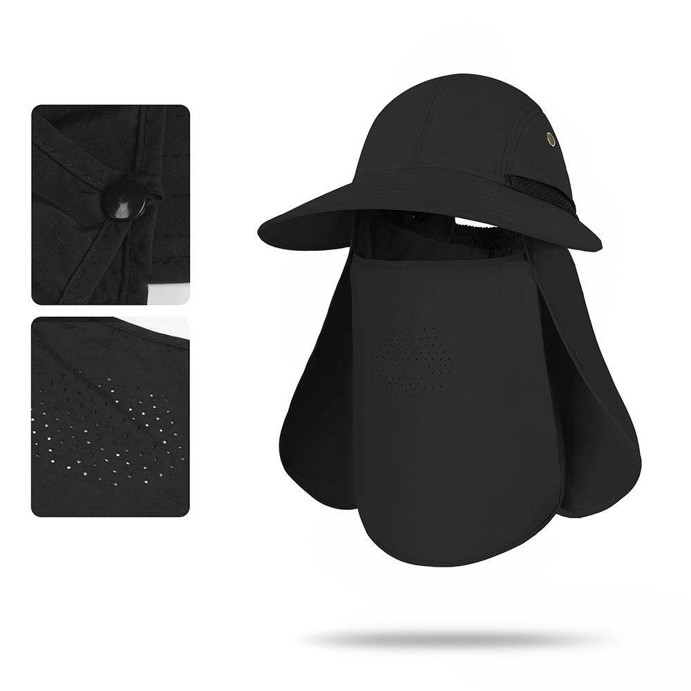 Fishing Hat With Mask Removable Sun Hat Cap Outdoor Sun Protection Wide Brim Camping Hunting Hiking Mask Scarf Hats Waterpeoof Fisherman Hat