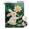 DIY Frameless Pearl Painting Kit Cute Rabbit Flower 3D Shiny Bead Art Canvas Relaxing Creative Craft for Home Wall Decor Gift