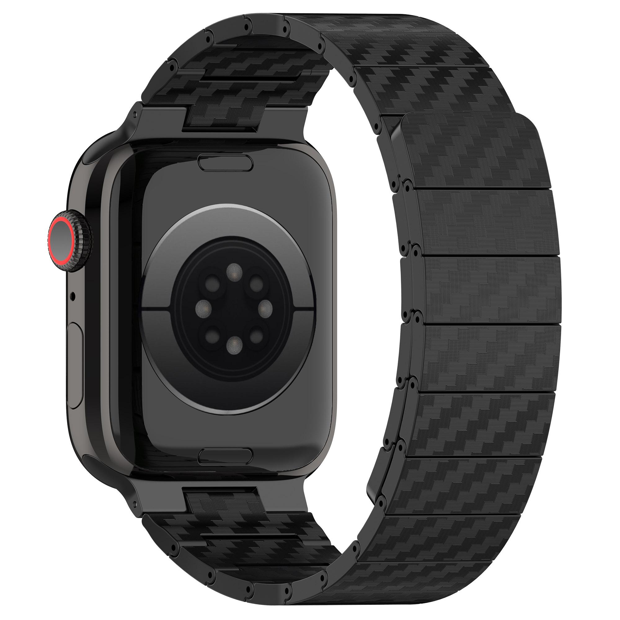 

Магнитный ремешок из углеродного волокна LUJING для Apple Watch Ultra2, ремешок 49 мм, IWatch Series 8, 7, 45 мм, 41 мм, 44 мм, 40 мм, 42 мм, 38 мм 6, 5, 4, 3 SE 2, легкий браслет для мужчин For 38mm 40mm 41mm чёрный