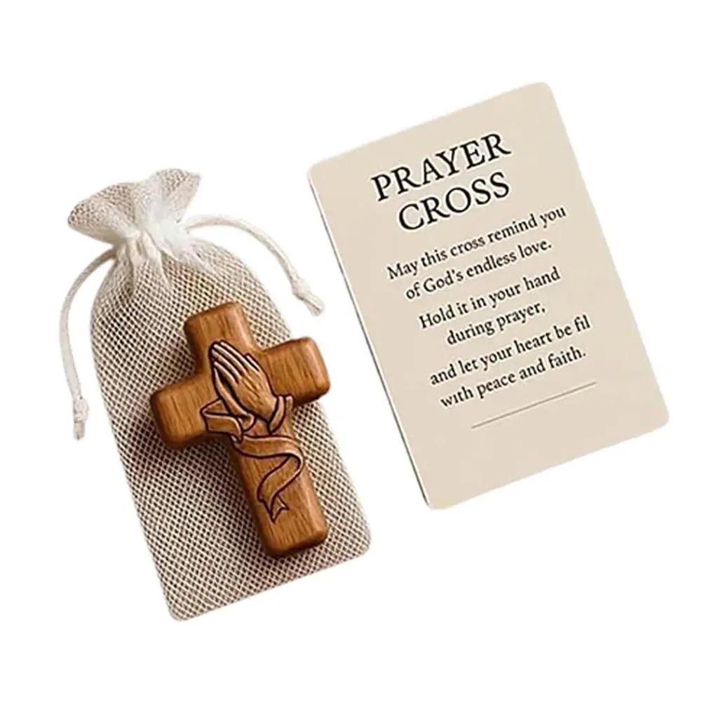 1/2/3Pcs Prayer Hands Cross: A Pocket-Sized Sanctuary Handheld Heart Carry In To Pocket Supp Natural With Emotional Resin C X9G7