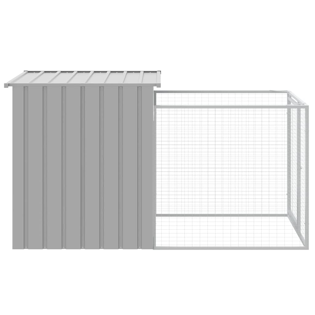 Vidaxl Dog Kennel, With Run, Light Grey, 110X201X110 Cm, Steel
