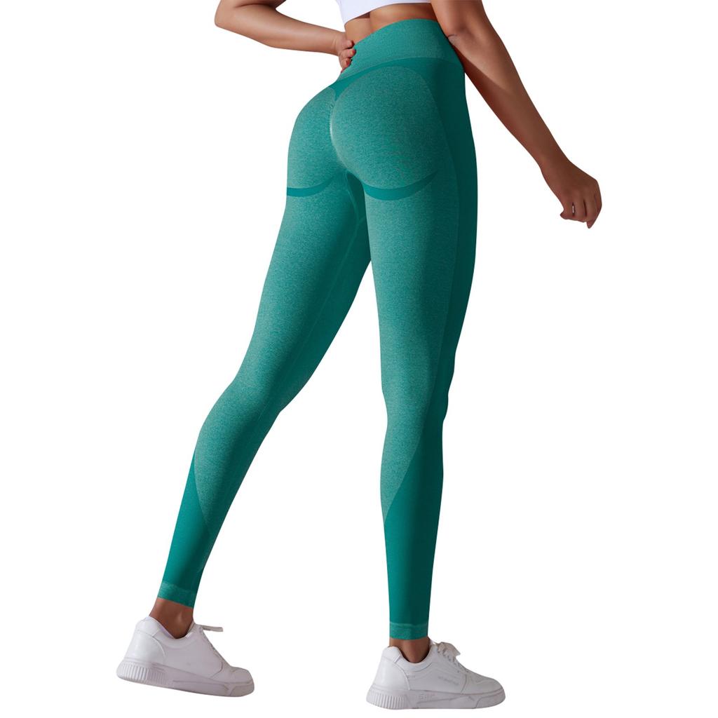 Pantaloni de damă fără cusături, tricotati, cu efect piersică la șolduri, cu talie înaltă, strâmți, pentru yoga, sport de agrement, alergare, fitness, foarte elastici, lungime nouă puncte