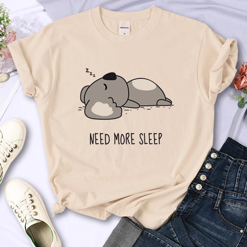 Need More Sleep Cartoons Bear Women T-Shirt Street All-math Tops Fashion Hip Hop Casual Clothing Personality Female Short Sleeve