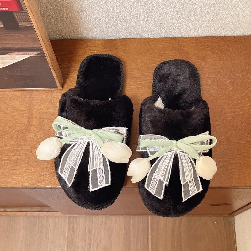 

2025 осень и зима новая мода корейская версия шнуровка туфли-тюльпаны повседневный стиль универсальные увеличивающие рост мягкая подошва сумка голова полушлепанцы 41 чёрный