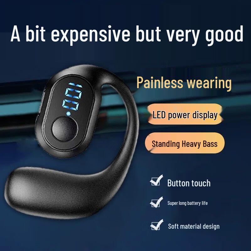XD3E Bluetooth Headset: Single-ear, ultra-long battery, sports-friendly, ear-hook, comfortable, with power display.