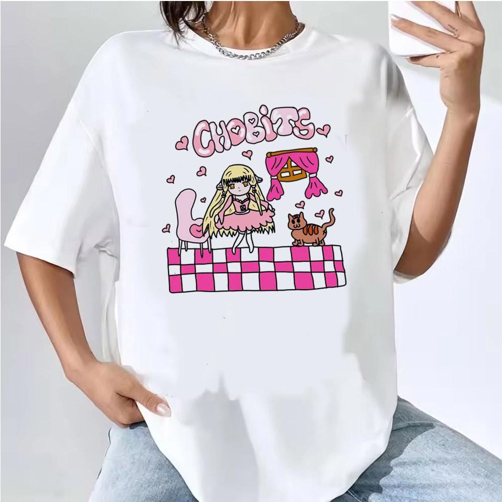 Japanese Anime Chobits T Shirt Women Kawaii Cartoon Vintage Clothes Short Sleeve Aesthetic Top Tees Unisex Female