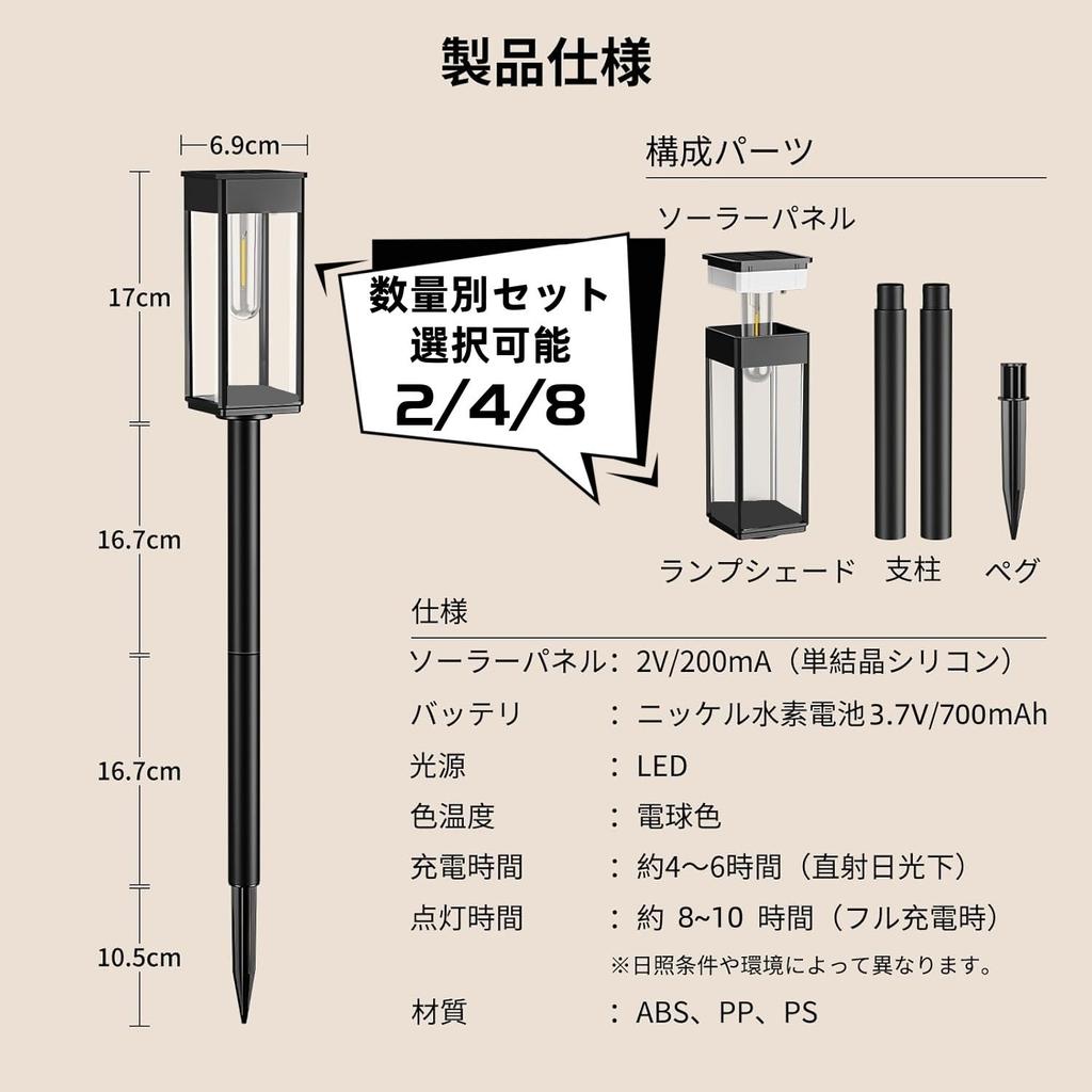 Omen Solar Lights, Outdoor Garden Lights, [Set of 8] Waterproof IP65 3000K Fashionable Solar Tungsten Lamps, Bright LED Lighting with Auto OnOff,