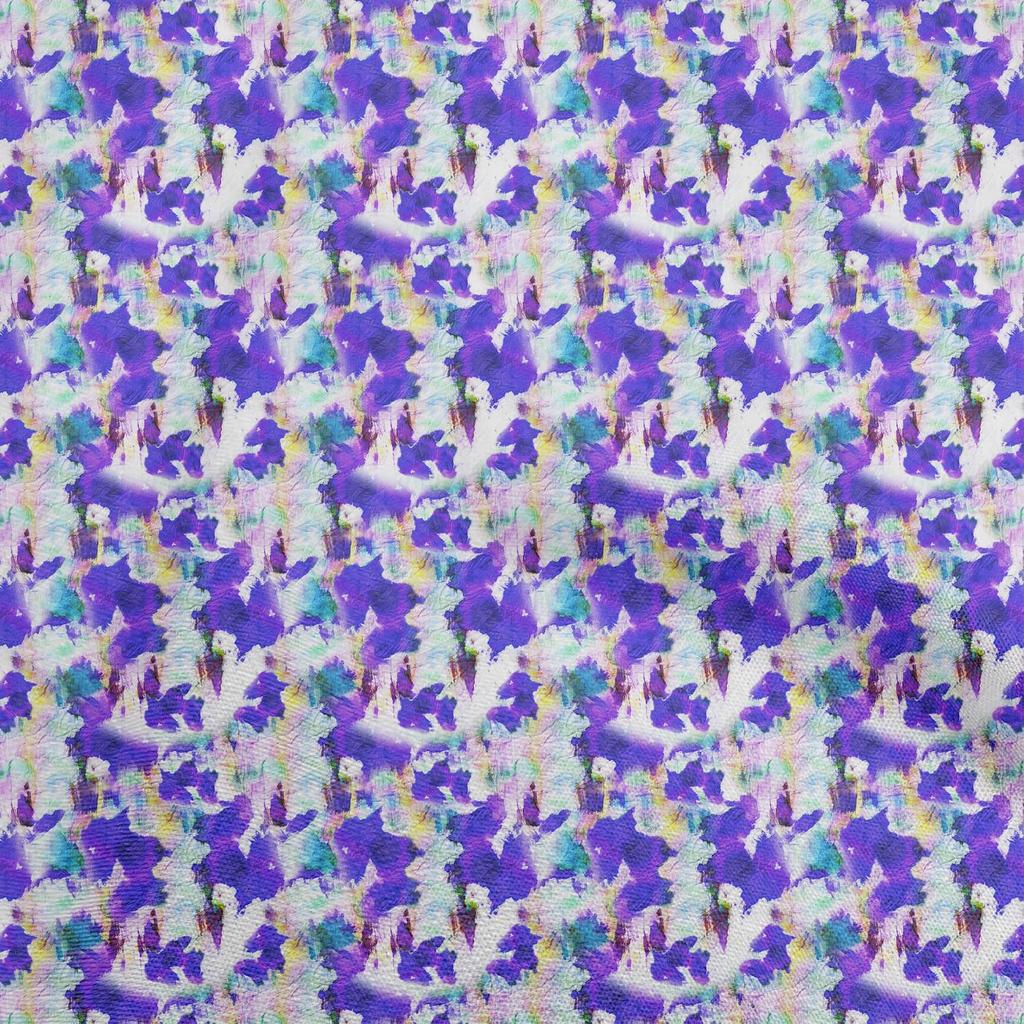 oneOone Cotton Poplin Blue Fabric Abstract Floral Dress Material Fabric Print Fabric By The Yard 42 Inch