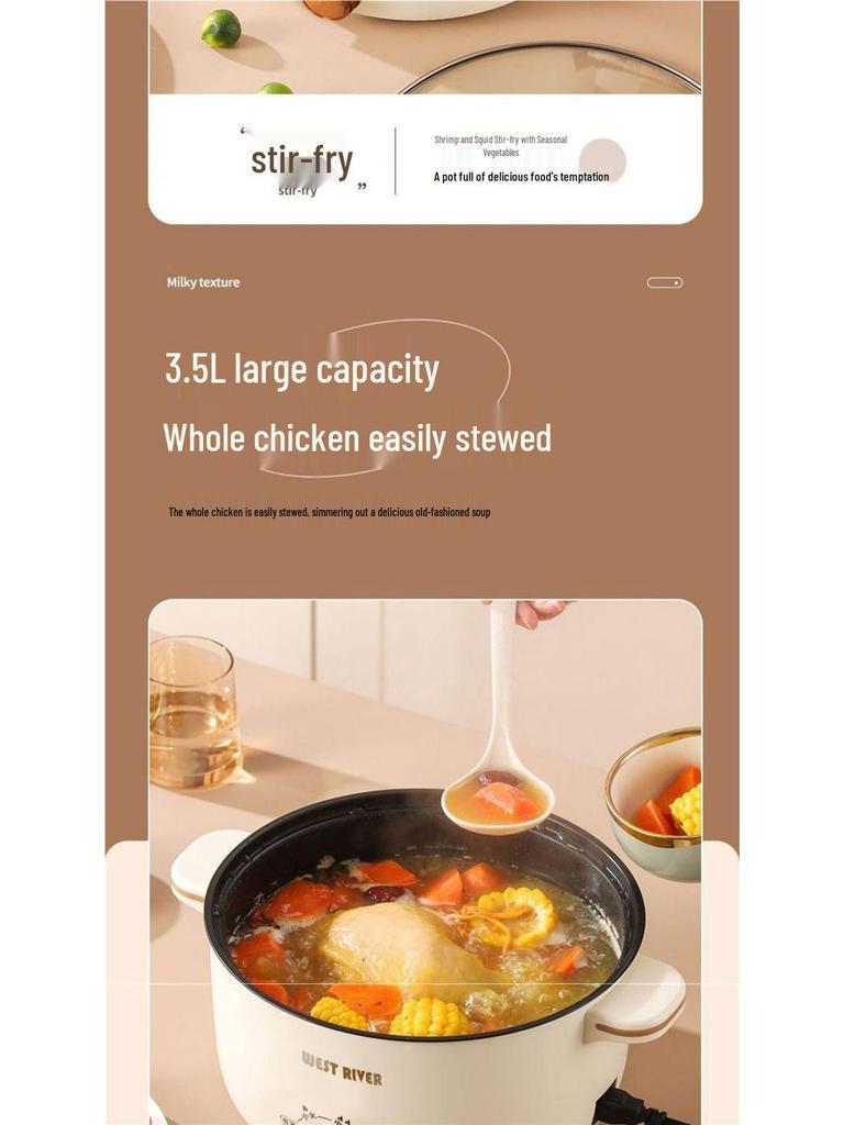 Multifunctional Electric Cooking Pot: Non-stick Frying, Stir-frying, Steaming, Boiling & Rice Cooking All-in-One