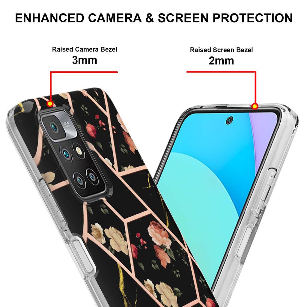 Golden Border Grid Marble Flower IMD Ultrathin Phone Case for Xiaomi Redmi Note 11S,Redmi Note 11 4G,Note 12 Pro 4G,Xiaomi 11T,Redmi 10,Poco X3 NFC...