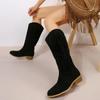Fashion Ladies Shoes 2024 Hot Sale Slip on Women's Boots Autumn Rome Pointed Toe Suede Solid High Tube Casual Low-heeled Fashion Boots