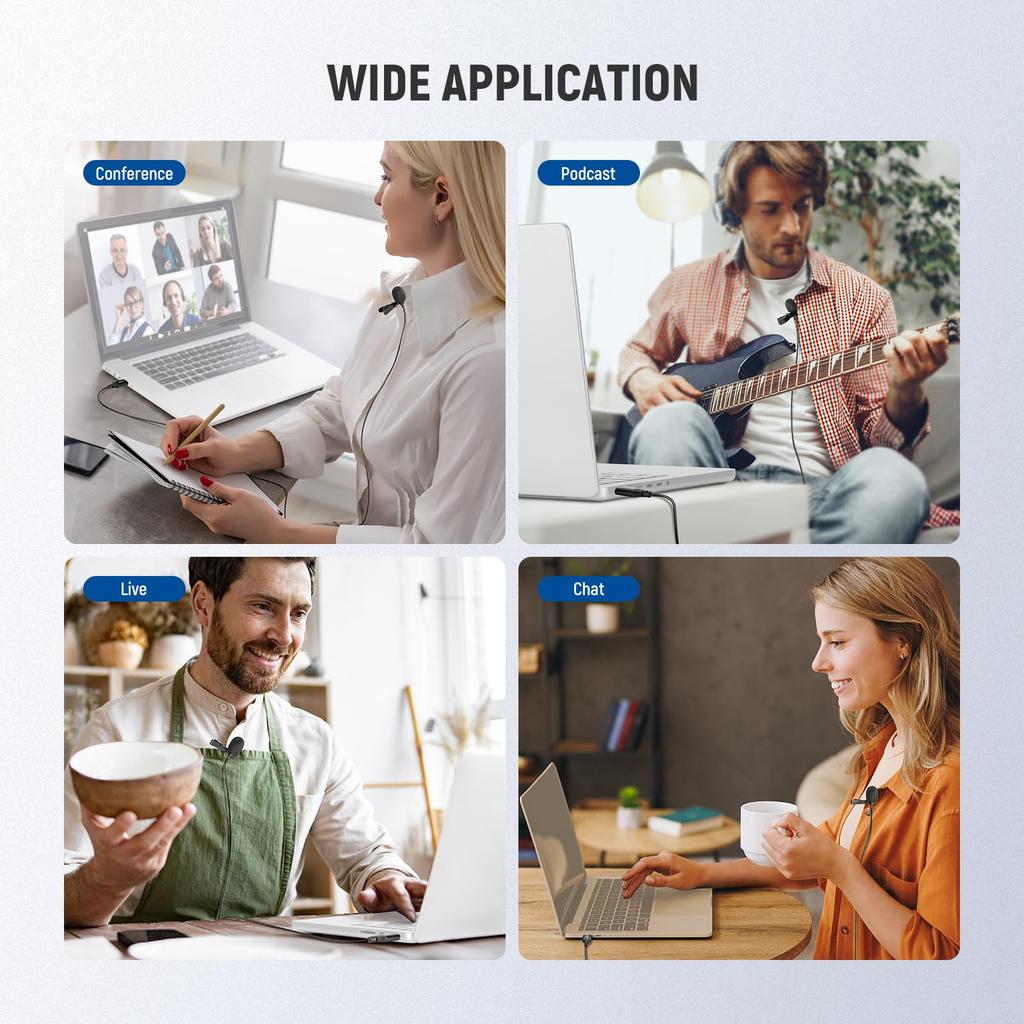 NEEWER LM1 Lavalier Lapel USB A Wired Plug and Noise 2m Mini Condenser USB Compatible with and for Live and Video Conferencing Microphone, Clip-on