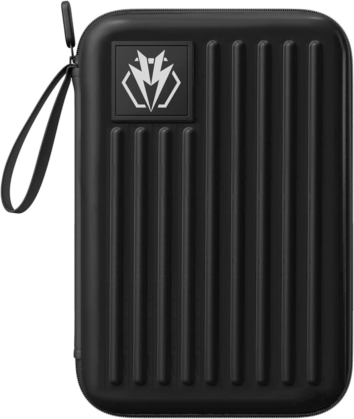 dart case, EVA material, with internal tubes and pockets for darts, flights, tips, shafts, black