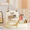 360° Rotating Bear Desktop Hole Board Organizer Rack Table Stationery Cosmetics Storage Drawer Multi-compartment Lipstick Boxes
