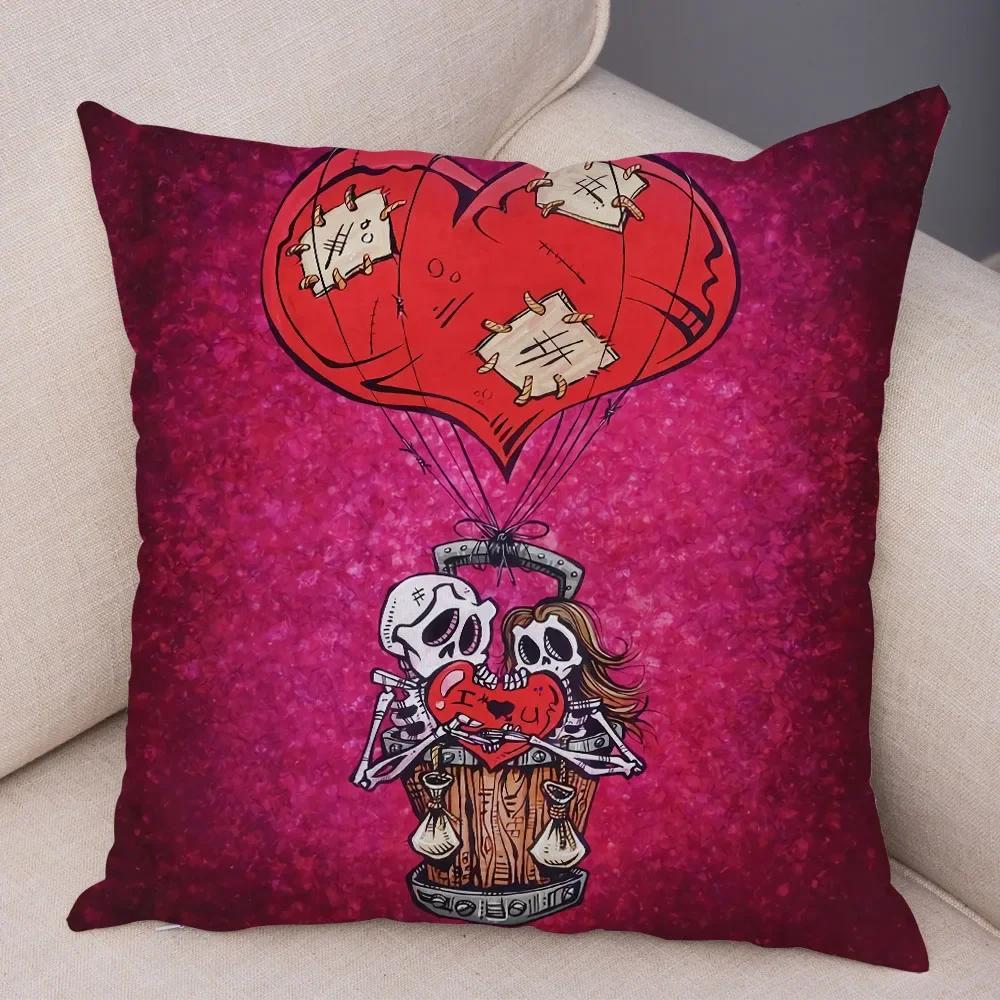 Capa de Almofada de Desenho Animado Fofa Colorida Caveira Fronha Carro Sofá Decoração para Casa