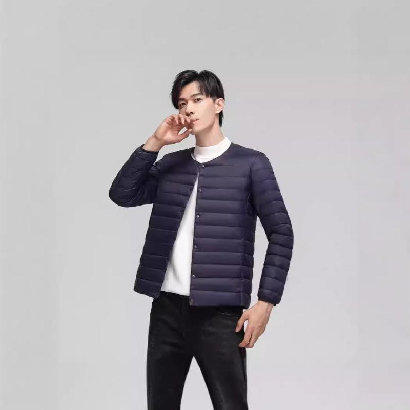 Down men's light down jacket, round neck fashion thin large size men's jacket