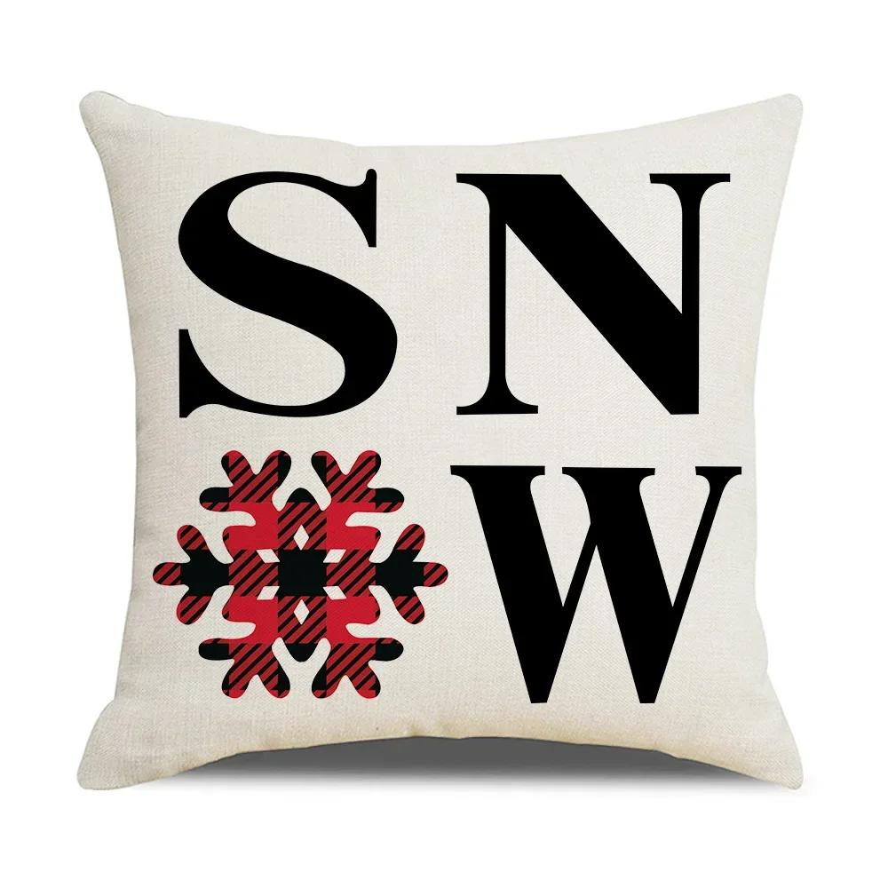Christmas Cushion Covers 45x45 Cm Farmhouse Xmas Decor Red Black Buffalo Plaids Santa Pillow Cover Winter Holiday Decorations