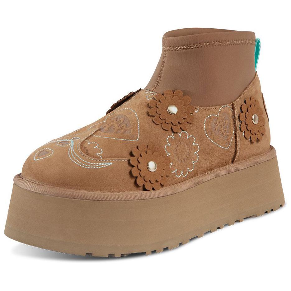 UGG Warm Thick Round Toe Short Snow Boots Women Boots Brown 1171670-CHE