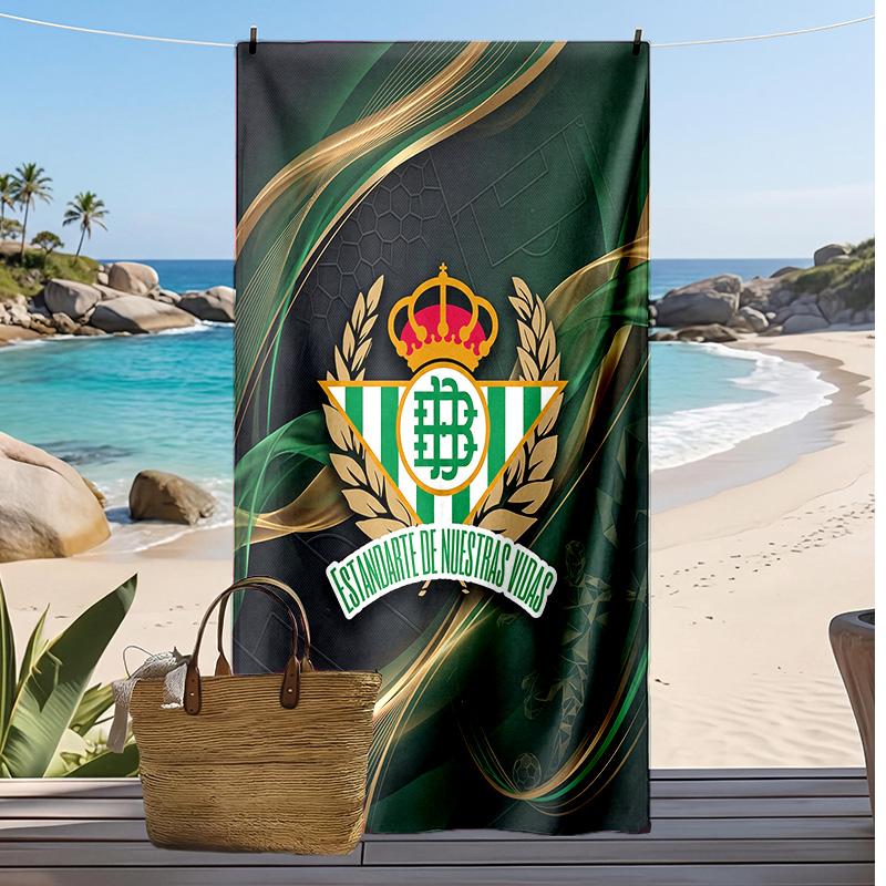 Real Betis Football Print Beach Towel, Large Soft Quick Dry Towel for Beach Camping Swimming
