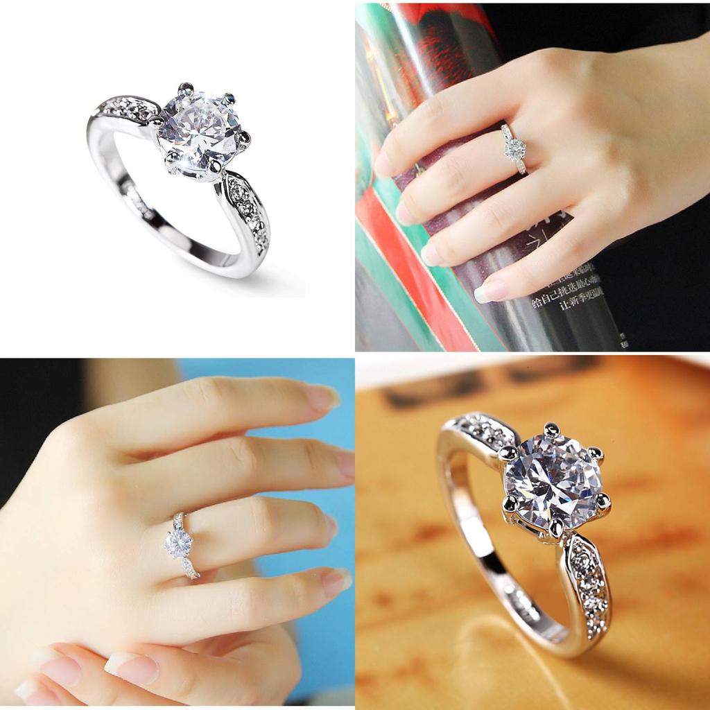 Elegant Womens Geometric White Copper Ring With Faux Diamond For Weddings And Engagements