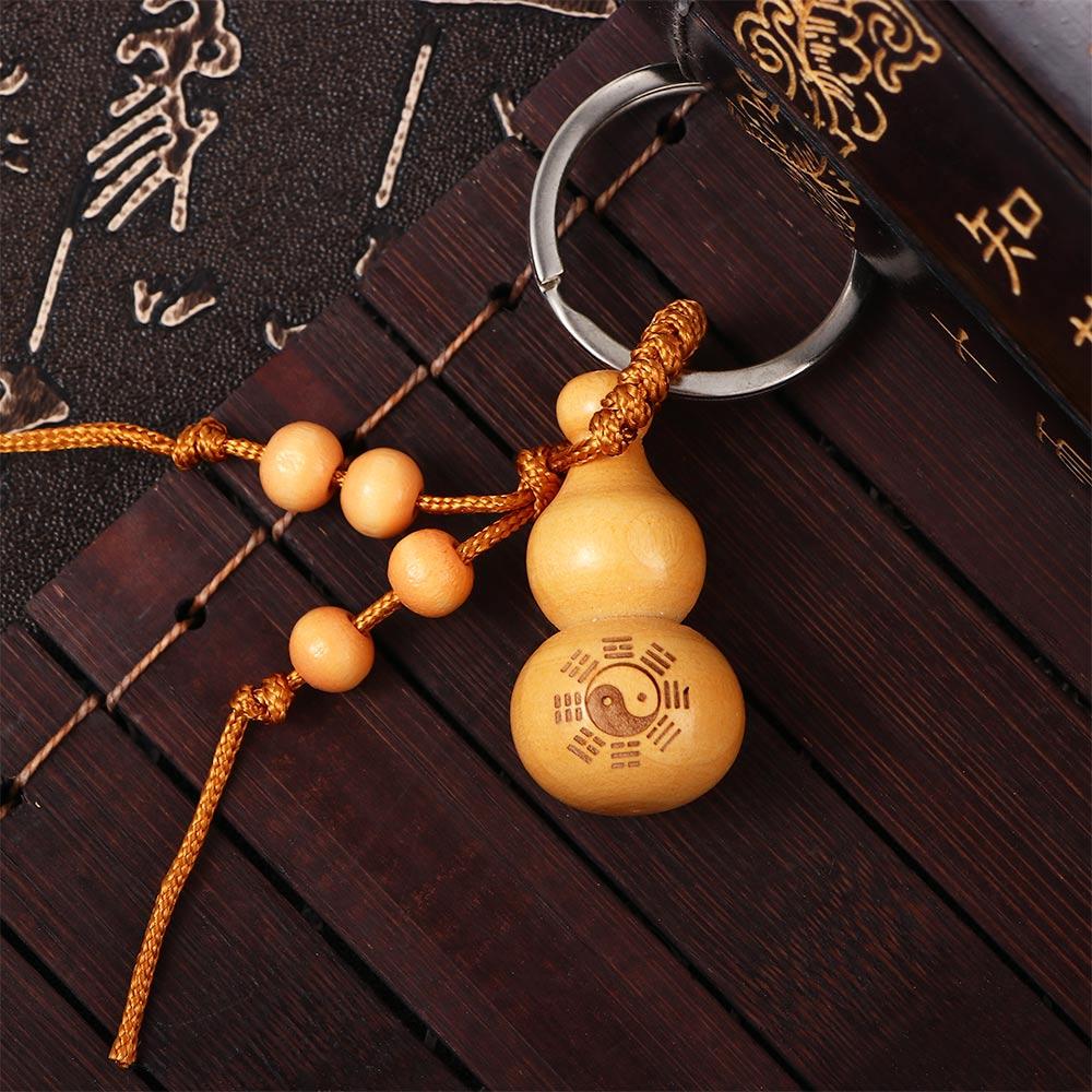 Key Chain Ornaments Car Key Ring Peach Wood Keyring Good Luck Gourd Chinese Traditional Keychain