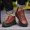 Men's Hiking Shoes PU Leather Casual Sports Shoes Fashion Lace-up Platform Shoes Waterproof Walking Shoes Big Size 39-48