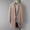 Autumn and Winter Men's Woolen Coat Business Casual Medium and Long Suit Collar Cotton Thickened Woolen Coat Men's Coat