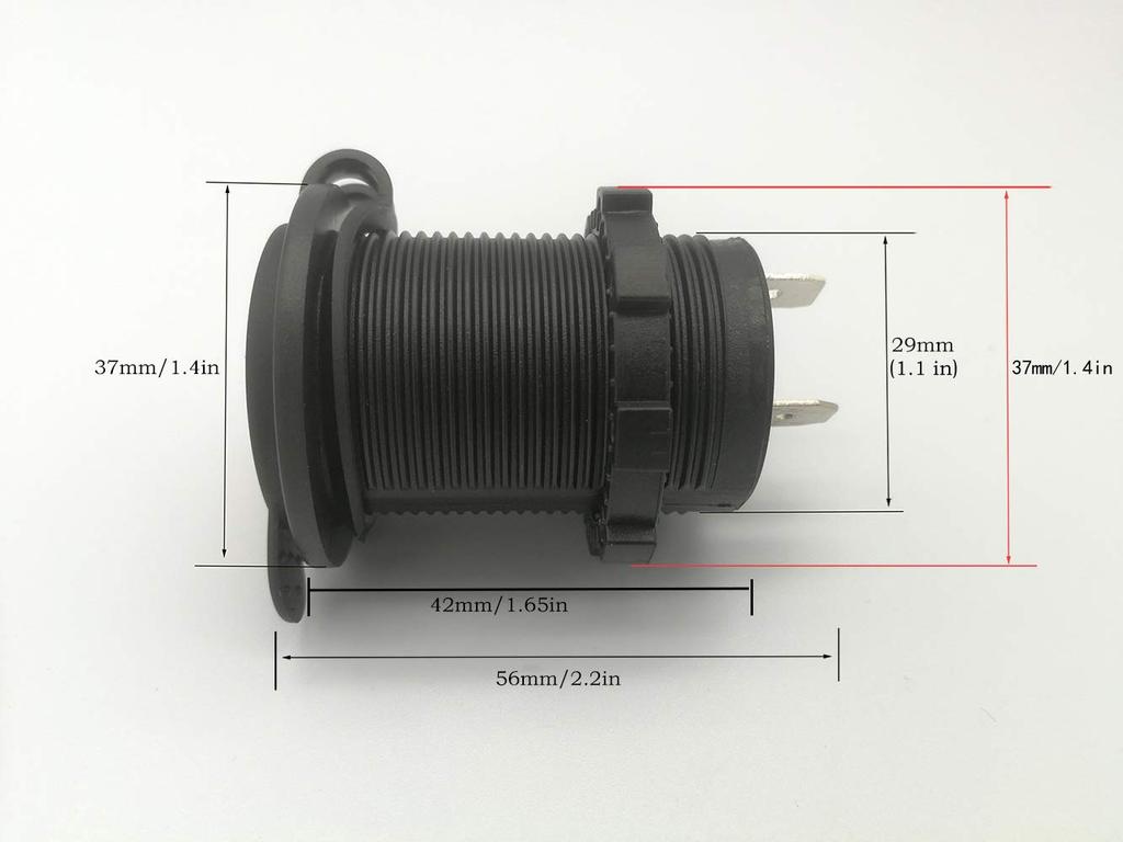 / 24VDC Power Socket Waterproof Marine Grade Cigarette Lighter Socket Suitable for Boat, Motorcycle, Car, 1M Connection Cable Included