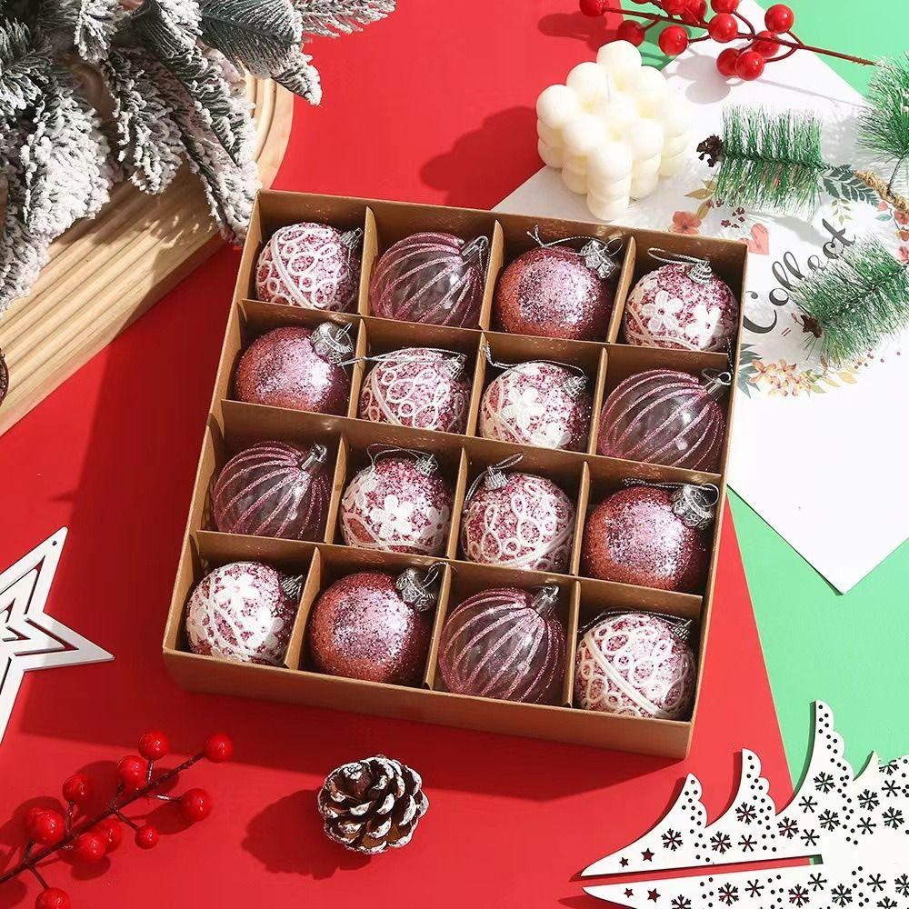 16pcs 6cm Christmas Hanging Balls Set Foam Xmas Tree Ornaments Christmas Balls Pendant Party Favors