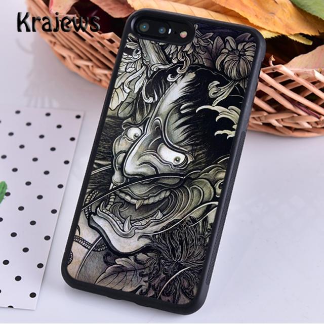 Krajews Japanese Oni Hannya Demon Mask Phone Case Cover For iPhone 17 Air 16 15 14 Plus 11 12 13 Pro Max Fundas