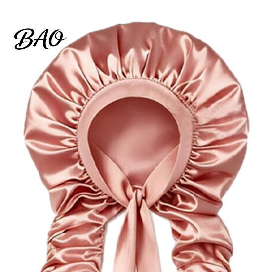 Cappello da Notte Antiscivolo Senza Calore per Arricciare i Capelli per Donne, Fascia Regolabile per Riccioli Confortevole, Cuffia in Raso, Doppio Strato per Dormire, Medio, Lungo