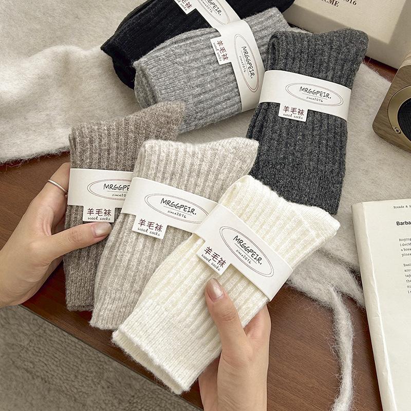 Wool Socks Children'S Season Warm Maillard Stacking Socks Fleece Thickened Cashmere Stockings Winter Tube Socks Women