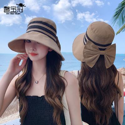 8502 Summer Sun Hat Children Fashion Bow Bucket Hat Outdoor Play Face Cover Sun Hat