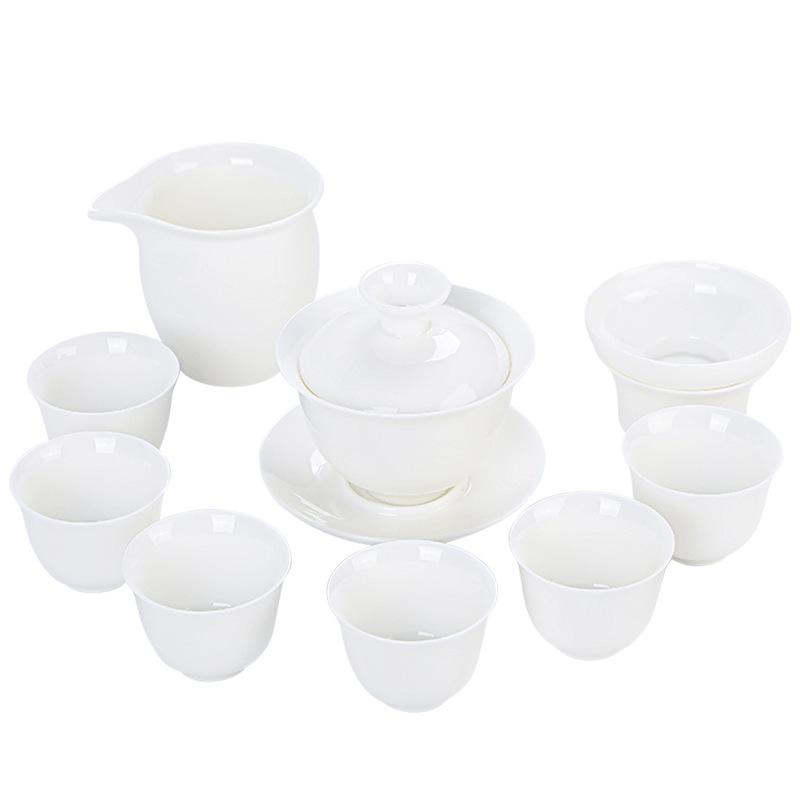 Νέο σετ τσαγιού κουνγκ φου 6 φλιτζανιών από πορσελάνη νεφρίτη, λευκό πορσελάνη νεφρίτη, πλήρες σετ με φίλτρο, κεραμικό σετ τσαγιού