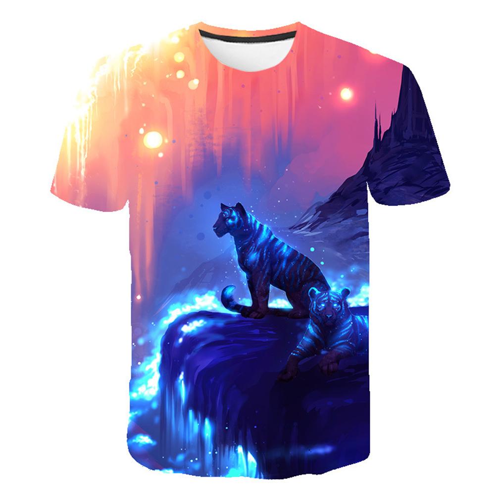 Children's Clothing Oversized Tops Short Sleeve 3D Lion Printed T-Shirts O-Neck Casual Kids Clothes Summer Outdoor Boys T Shirts